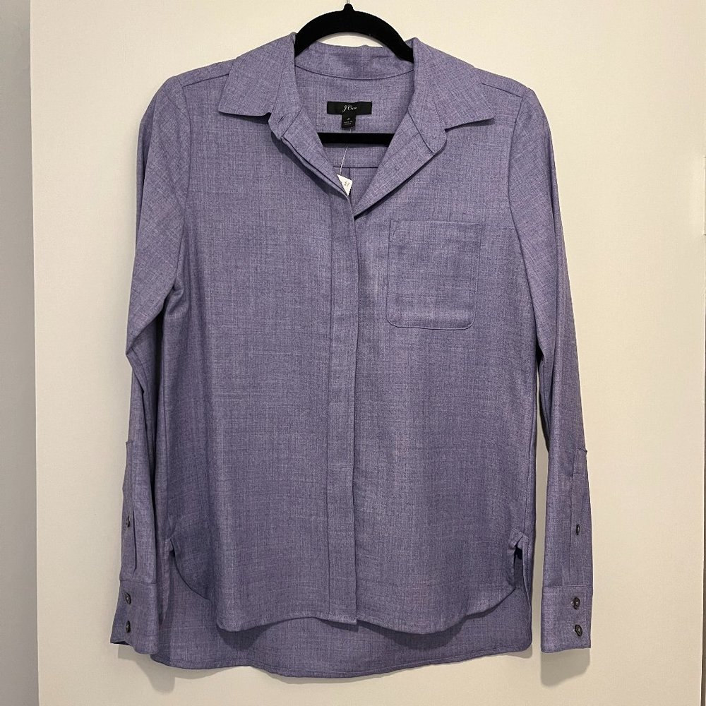 J. Crew Straight Fit Wool Blend Flannel Shirt, Size 2